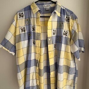 Plaid Embroidered Button Up Shirt